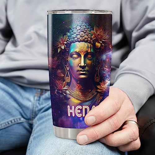 Personalized Buddha Tumbler Travel Coffee Mug Insulated Cup With Lid Wake Up Every Morning Inspirational Quote Mandala Flower Yoga Meditation Religious Buddhist Gifts For Women Spiritual - color: Buddha