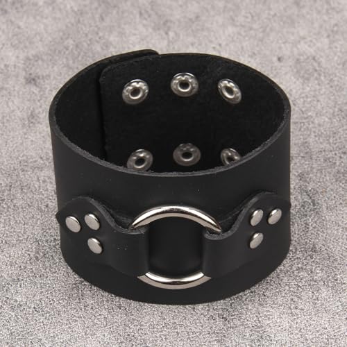 GelConnie Punk Leather Cuff Bracelet Adjustable Straps Wrap Bracelets Arm Armor Cuff Gothic Leather Wristbands for Men, Women - color: MLPB105-Black