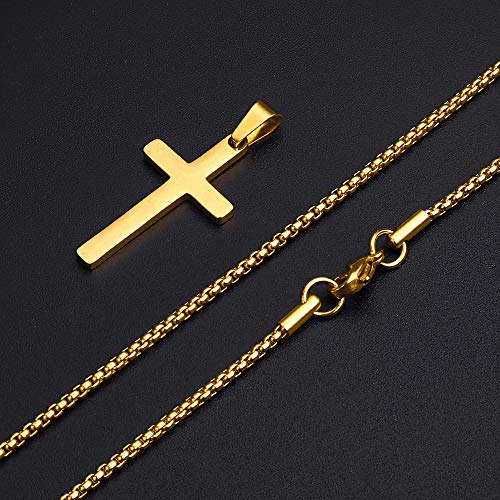 M MOOHAM Cross Necklace for Men, Stainless Steel Cross Chain - color: Gold: Cross Pendant 1.2"*0.7"