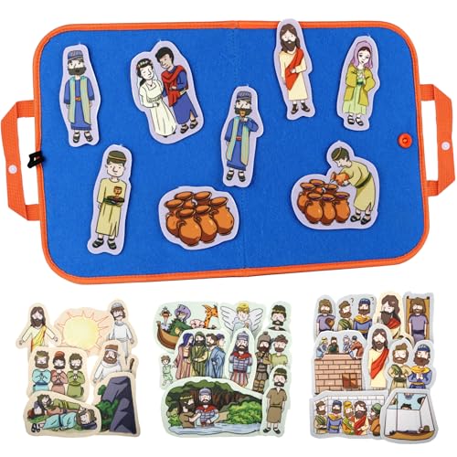 CHEFAN Water Into Wine Felt Board Bible Stories, 4 Story Sets for Kids - color: Turns Water Into Wine & Other 3 Bible Stories Set