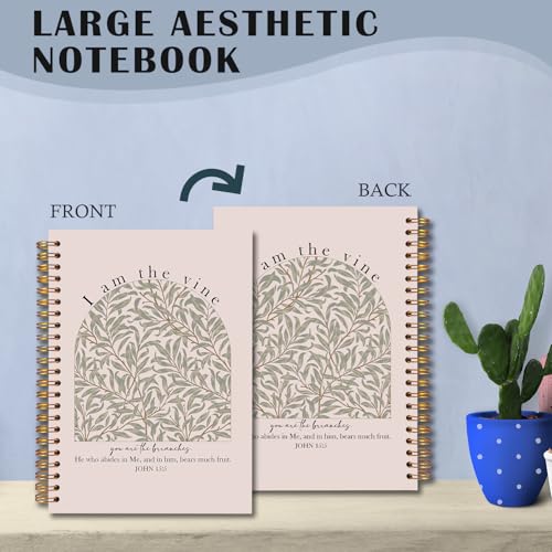 Vine Christian Spiral Notebooks, John 15:5 Bible Verse Journal, Religious Scripture Journals for Writing, Christian Gifts for Women Men, Bible Notebook for Note Taking, 5.5x8.3 Inch - color: white Bible Notebook-10