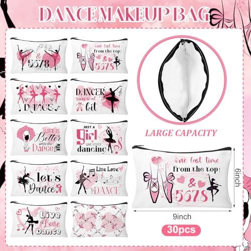 30pcs Dance Makeup Bag Dance Cosmetic Bags Dancer Gifts Survival Kit Pouch Travel Toiletry Bag Mothers Day Gifts for Girls Women Dance Teacher Competition - style: Dancer