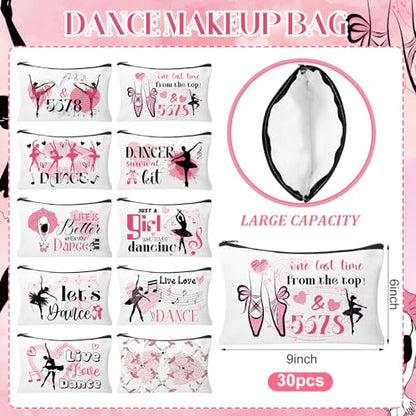 30pcs Dance Makeup Bag Dance Cosmetic Bags Dancer Gifts Survival Kit Pouch Travel Toiletry Bag Mothers Day Gifts for Girls Women Dance Teacher Competition - style: Dancer