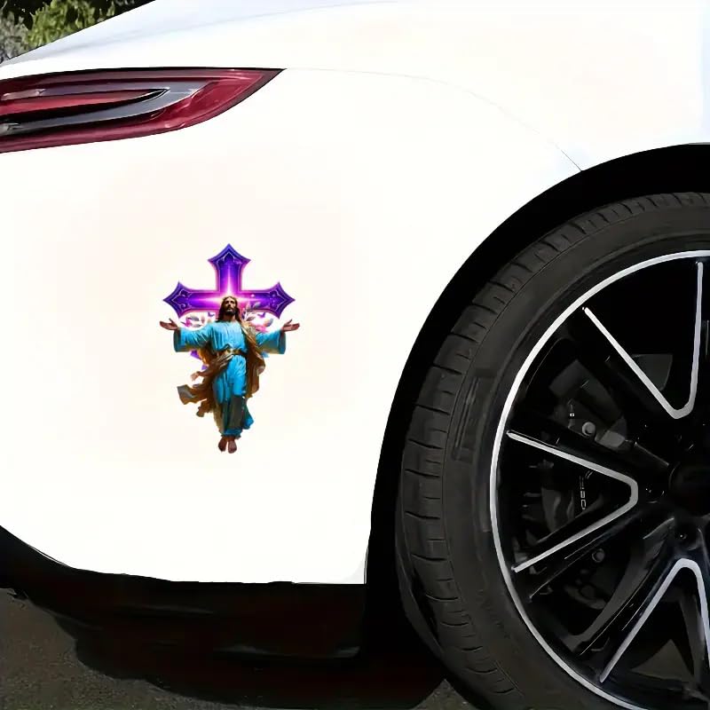 Prayer on The Cross of Jesus PVC Vinyl Car Decals Stickers Waterproof Self-Adhesive Decals for Cars, Laptops, Trucks, Motorcycles Wall Window Luggage Scratch Cover Door Decor Sticker