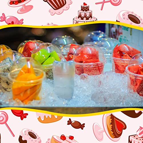 Cunhill 50 Pack Dessert Cups with Dome Lids Disposable Plastic Cups with Lids Clear Pet (No Hole), Sporks and Stickers for Plastic Fruit, Cake and Mini Snack Bowls(9 oz,Simple Cup) - size: 9 oz