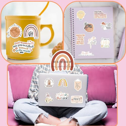 Christian Jesus Stickers 50PCS, Vinyl Waterproof Boho Aesthetic Bible Stickers for Water Bottles Laptop Phone Journaling Guitar