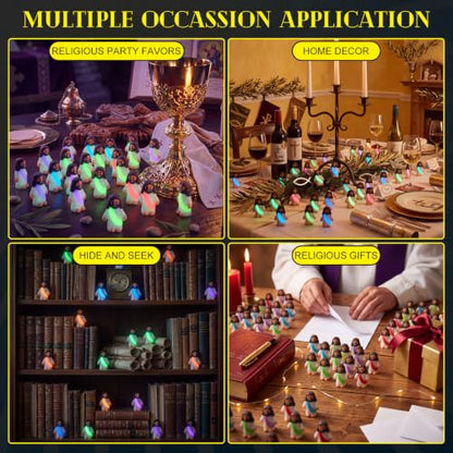 CroBlissful 100 Sets Mini Jesus Figurines Glow in Dark, Glowing Open Arms - style: Glowing Open Arms