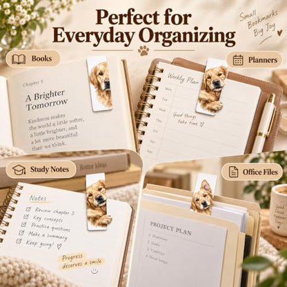 Golden Retriever Gifts for Women - Golden Retriever Magnetic Bookmarks 8PCS, Cute Dog Page Markers with Peek Design, Gifts for Dog Lovers Women, Book Accessories for Readers & Planners - style: Golden Retriever Gifts for Women