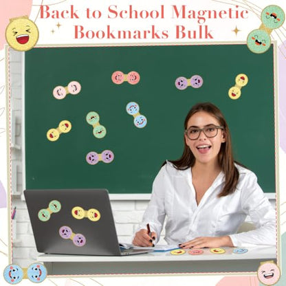 Eaasty 60 Pcs Smile Face Magnetic Bookmarks Bulk, Pastel Bookmark for Book - style: Pastel Smile Face