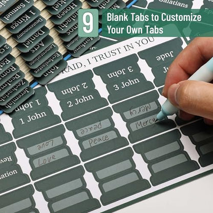 Mr. Pen- Laminated Bible Tabs, 75 pcs, Elegant Green, Easy-to-Read & Apply - color: Elegant Green