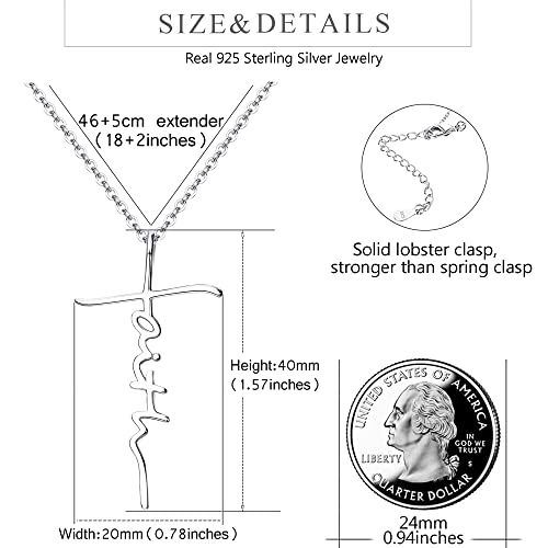 MILACOLATO Faith Necklace for Women 925 Sterling Silver Cross Necklace for Women 18K White Gold Plated Sideways Faith Cross Pendant Necklace Christian Religious Jewelry Gifts for Women Mom Wife Birthday