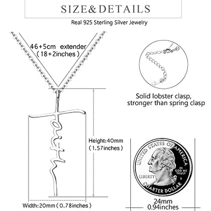 MILACOLATO Faith Necklace for Women 925 Sterling Silver Cross Necklace for Women 18K White Gold Plated Sideways Faith Cross Pendant Necklace Christian Religious Jewelry Gifts for Women Mom Wife Birthday