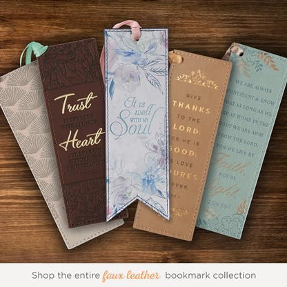 Christian Art Gifts Premium Faux Leather Bookmark: It is Well with My Soul - color: Multi - It is Well