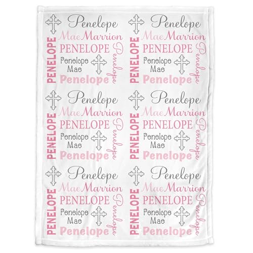 Personalized Baby Blanket, Girl Cross Name Blanket, Custom Newborn Swaddle with Name, Personalized Baby Gift for Baptism Or Babys Shower, Baptism, Monogram Fleece 30"X40", 40"X50" - color: Baptism Blanket