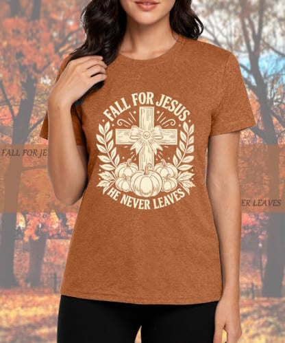 Womens Jesus Graphic Tee Bible Verse Shirts Christian Religious T Shirt Top - color: Burnt Orange-fall 1, size: XX-Large