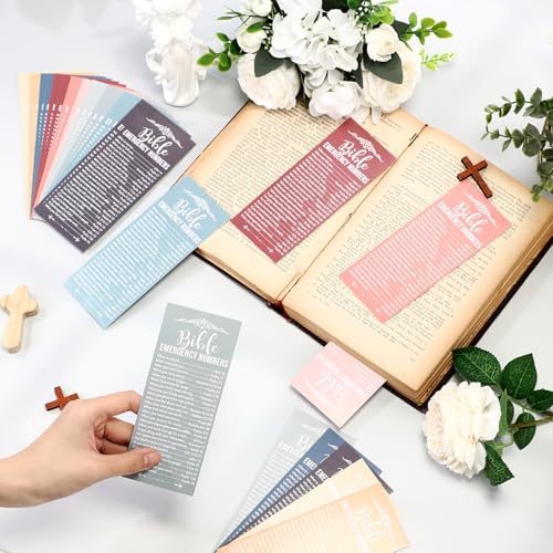 Motiskyy 100 Pcs Bible Emergency Numbers Bookmark Gift, Bright Morandi - color: Bright Morandi