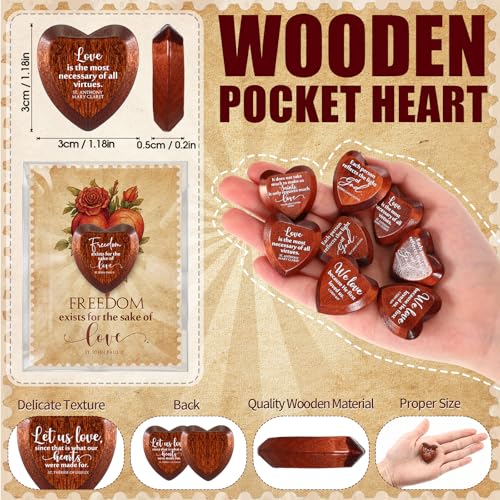 Gerrii 60 Set Christian Token Gift Jesus Love Heart Pocket Hugs, Red Brown - color: Red Brown