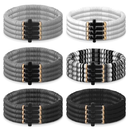 24 Pcs Men's Cross Bracelets, WWJD Christian Gifts for Christmas