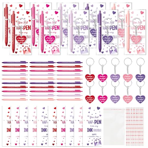 ANGOLIO Valentine's Day Employee Appreciation Gifts - 30 Sets Happy Valentines Bookmarks Pens Heart Keychains Bulk Pink Motivational Thank You Gifts for Team Staff Coworkers Employees Teachers Nurses - style: Valentine's Day