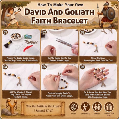Soulchen 1120 Pcs/24 Sets David and Goliath Crafts Kit Beads Bracelets Vbs - style: David and Goliath