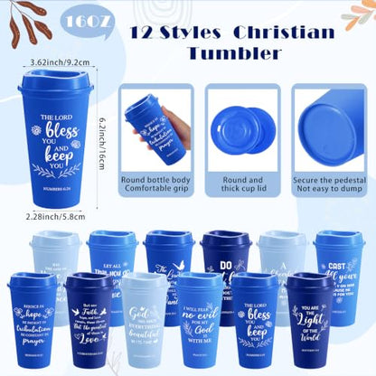 Skylety 12 Set Christian Gifts Bulk Scripture Cup Set, Blue Gradient - color: Blue Gradient