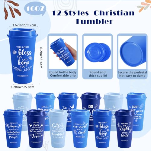 Skylety 12 Set Christian Gifts Bulk Scripture Cup Set, Blue Gradient - color: Blue Gradient