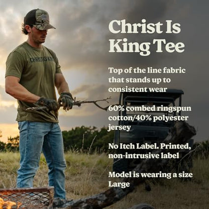 Yee Yee Apparel Christian Faith Graphic Tee Shirt – Men’s Christian Graphic Tees and Short Sleeve Shirts - color: Christ is King, size: Large