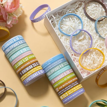 12 Pieces Bible Verse Bracelets Religious Silicone Wristbands