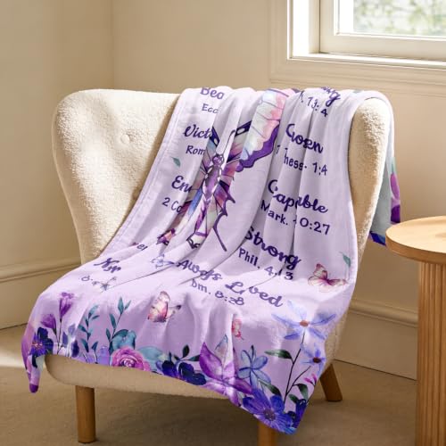 kituzol Christian Gifts for Women, Birthday Butterfly Gift Blanket - color: Purple
