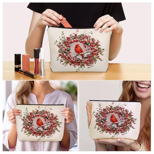 Cardinal Makeup Bag Mom Gift: Cute Red Bird Flower Themed Cosmetic & Toiletry Organizer Pouch For Daughters, Sisters, Friends,Teen Girls & Women.Ideal Christian Gift For Travel, Birthdays. - style: Cardinal Birds
