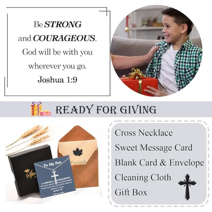 Cross Necklace for Boys Kids Christian Catholic Religious Gifts - color: Son