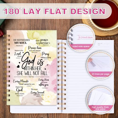 Zaamwoyy Christian Notebook for Women, Boho Flower Prayer Journal for Women God Is Within Her She Will Not Fall, Cute Bible Verse Notebook for Girls Teen Daughter Christian Gifts