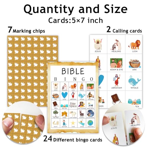 24 Players Birthday Bingo Cards Bible Bingo Fun Family Games Bingo Accessories Party Supplies Bible Games Party Bingo Game Multiplayer Games for Christian Sunday Vacation Family Party Activity - DH382