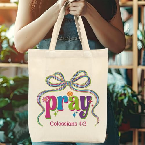 Faith Canvas Tote Bag, Christian Gifts for Women Girls Mom Sister Inspirational Bible Verse Birthday Christmas - color: Christian Jesus 815