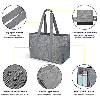 BALEINE Soft 9 Gallon Extra Large Utility Tote, Foldable Reusable Storage Bag (Winter Gray) - color: Winter Gray, size: 1-Pack