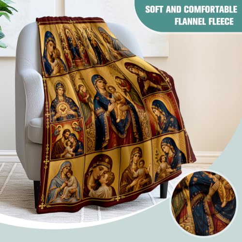 Jekeno Virgin Mary Gifts Blanket Catholic Religious Jesus Throw Blanket - color: Virgin Mary, size: 50x60 Inch