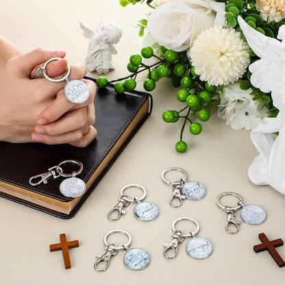 Fumete Christian Keychain Bulk for Wowen Men - style: Blue White Watercolor
