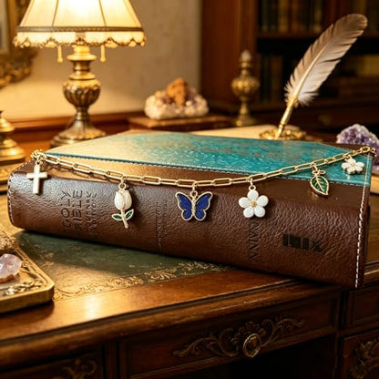 Bible Charm Chain,Scripture Bookmark Accessories for Bible Study (Style D) - style: Style D