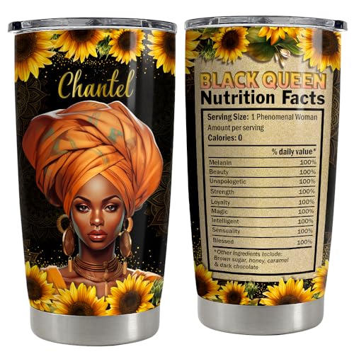 SANDJEST Personalized Black Queen Tumbler Faith Women Bible 20oz 30oz Tumblers with Lid Gift for African American Girl Encouragement Birthday - color: Black Woman 3