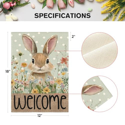 AVOIN colorlife Spring Easter Bunny Welcome Garden Flag 12x18 Inch - color: Blue, size: Garden Size-12 x 18"
