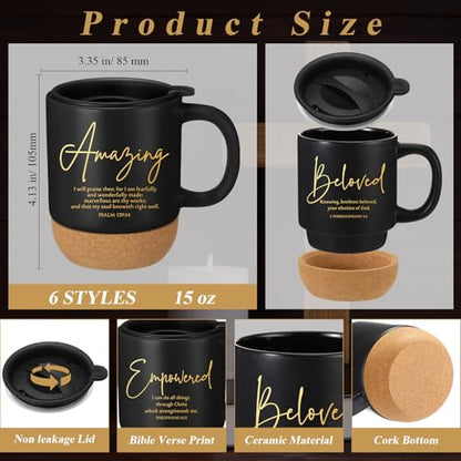 FillTouch 6 Set Christian Gift for Men 15 oz Coffee Mug Journal Pen Candle - color: Black