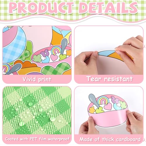 St. Patrick's Day Cereal-Sly Bulletin Board Lucky Shamrock Bulletin Board Decorations Rainbow Gold Coin Paper Cutouts for St. Patrick Party Supplies Home Classroom Chalkboard Wall Door Window Decor - style: St. Patrick's Day