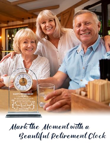 Retirement Gifts for Women Men 2026, Unique Engraved Glass Clock Plaque - color: Retirement Gift a