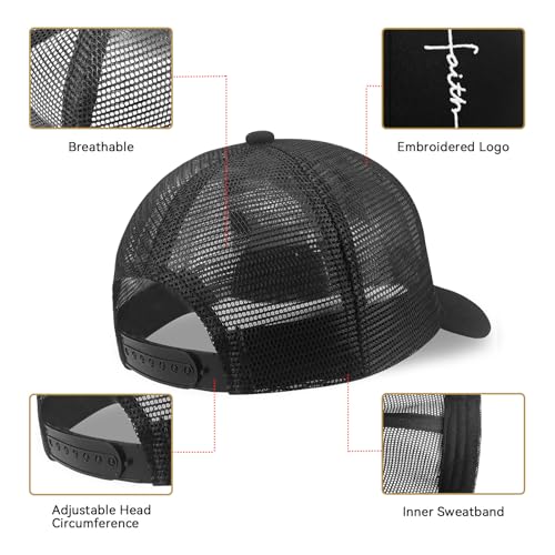 Christian Hats for Men Women, Faith Embroidered Cross Hat, Adjustable Baseball Cap, Religious Gifts for Birthday