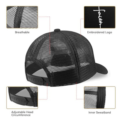 Christian Hats for Men Women, Faith Embroidered Cross Hat, Adjustable Baseball Cap, Religious Gifts for Birthday