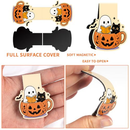 Halloween Magnetic Bookmarks 20 Pcs Spooky Ghost Page Markers Party Favors - style: Halloween Spooky Ghost