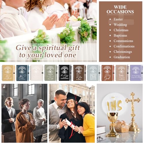 Kosiz 100 Pcs Bible Verse A6 Spiral Notebooks Bulk with Pens, Neutral Color - color: Neutral Color