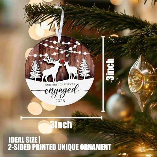 Engagement Gifts for Couples 2024 - Our First Christmas Engaged Ornament, Engaged Ornament - Christmas Decor Ornament - color: Engaged