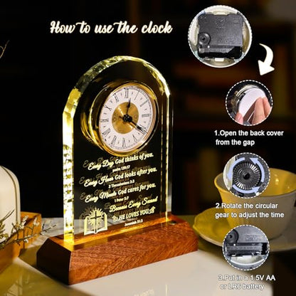 Arikyrist Glass Clock Christian Gifts for Women Men Spiritual Gift Idea - color: God