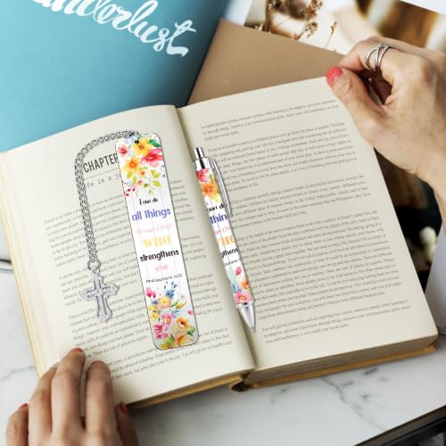 Bible Book Mark for Women, I Can Do All Things Metal Set with Pen - style: I Can Do All Things